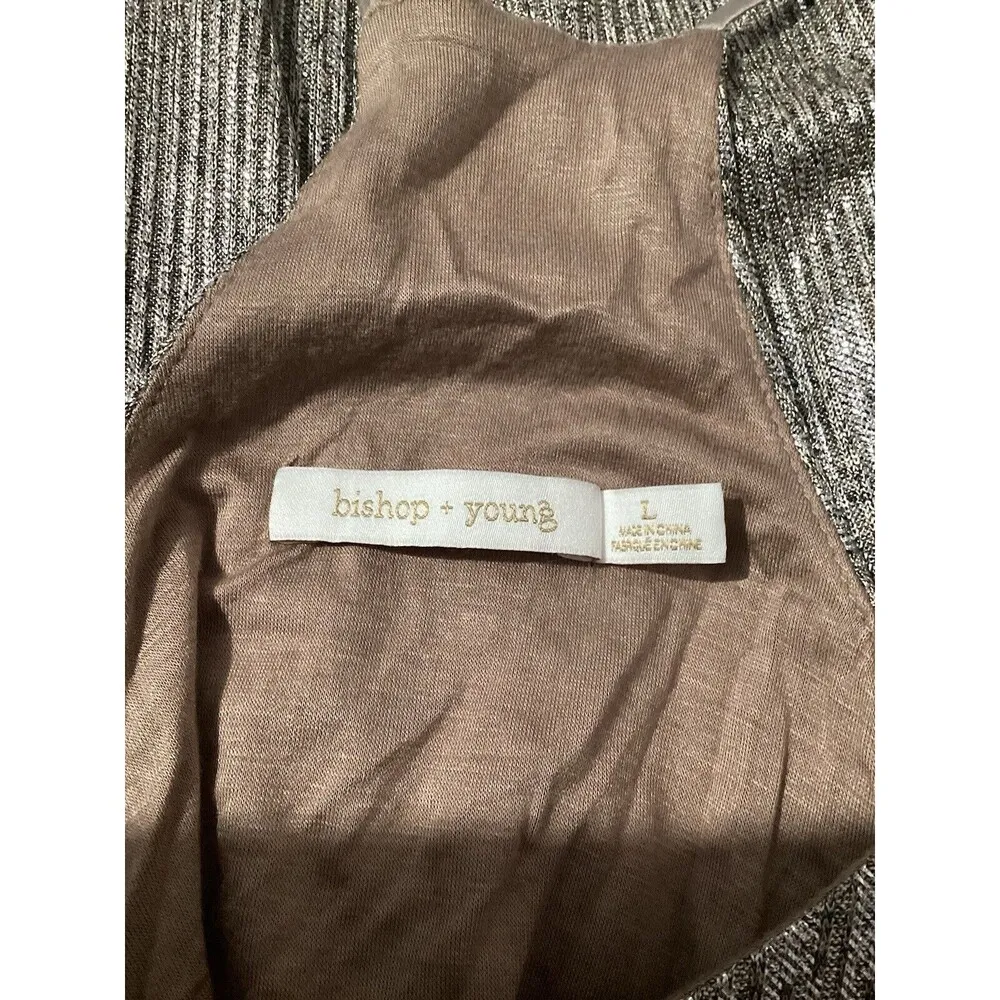 Bishop & Young Letitia Beige Metallic Racerback Shimmer Tank L - Image 6