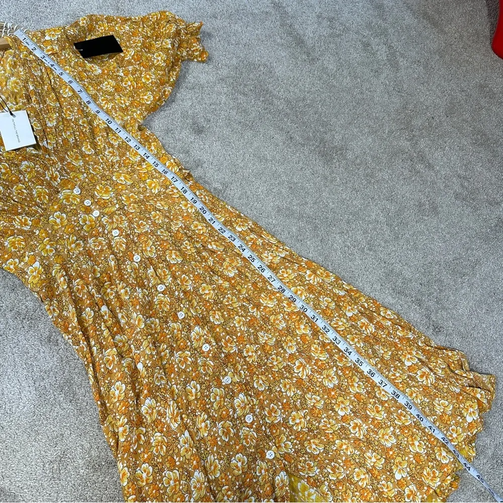 NWT Faithfull the Brand Rafa Dress V-Neck Puff Sleeve Saffron Delphine Floral 4 - Image 14