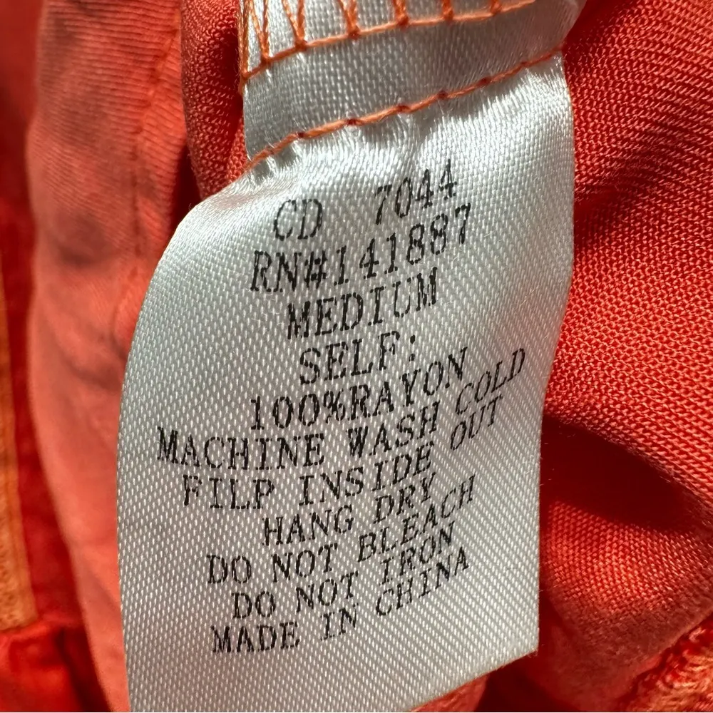 TCEC Coral Off Shoulder Dress Peach Circle Lace Detail Ruffle Hem Feminine Boho - Image 10