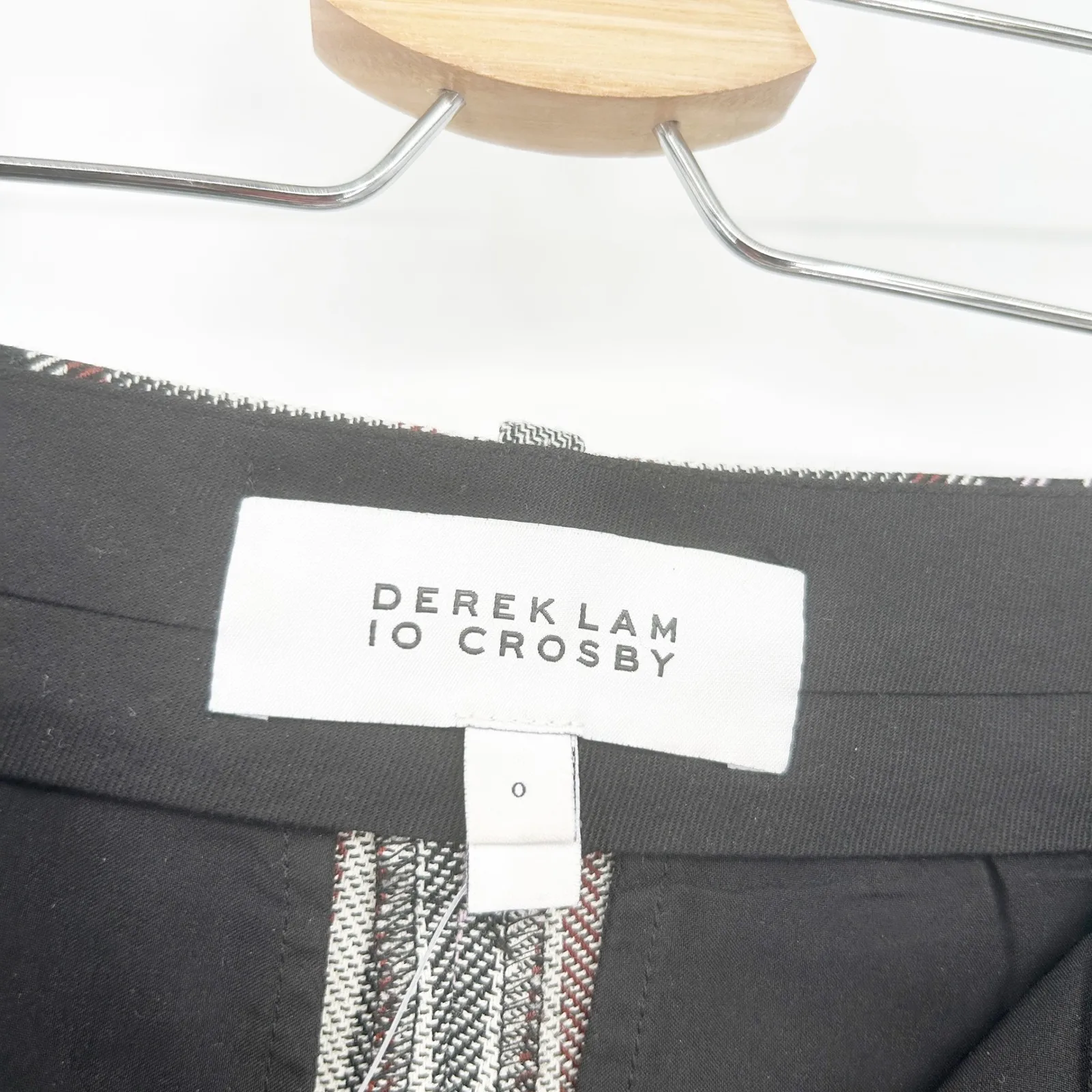 Derek Lam 10 Crosby Womens Plaid Straight Leg Trouser Pants Size 0 Preppy Career Gray - Image 7
