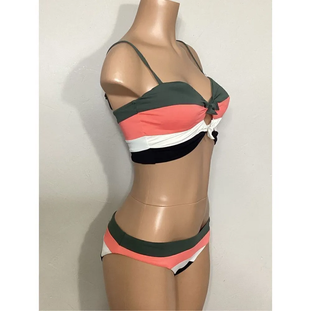 New…BECCA stripe color block bikini set. Retails $146. Large - Image 3