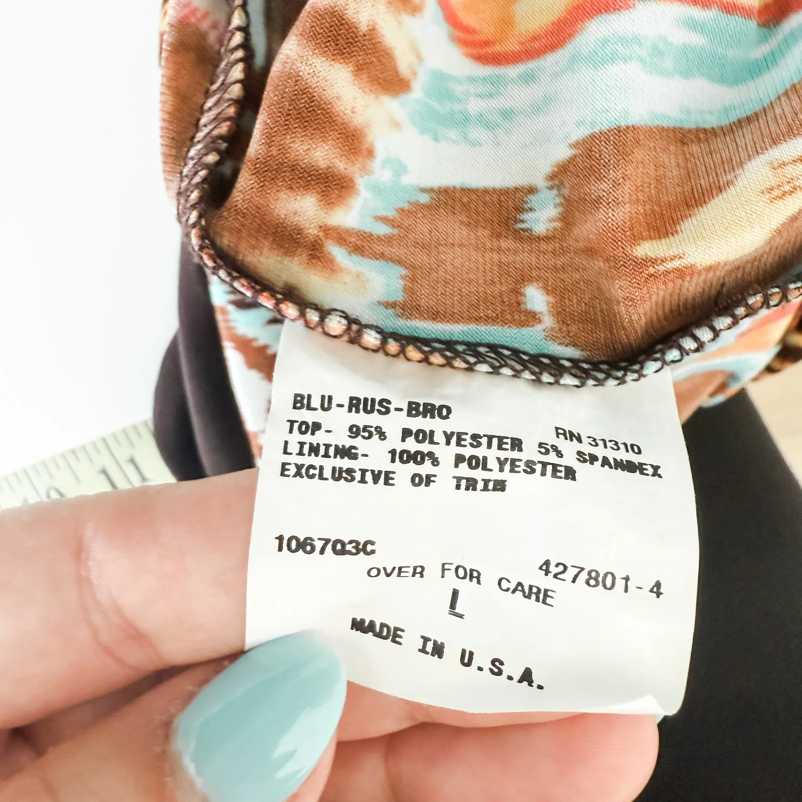 Y2K IZ Byer Halter Tank Top Brown Blue Size L Boho Ethnic Print Indie‎ Sleaze - Image 9