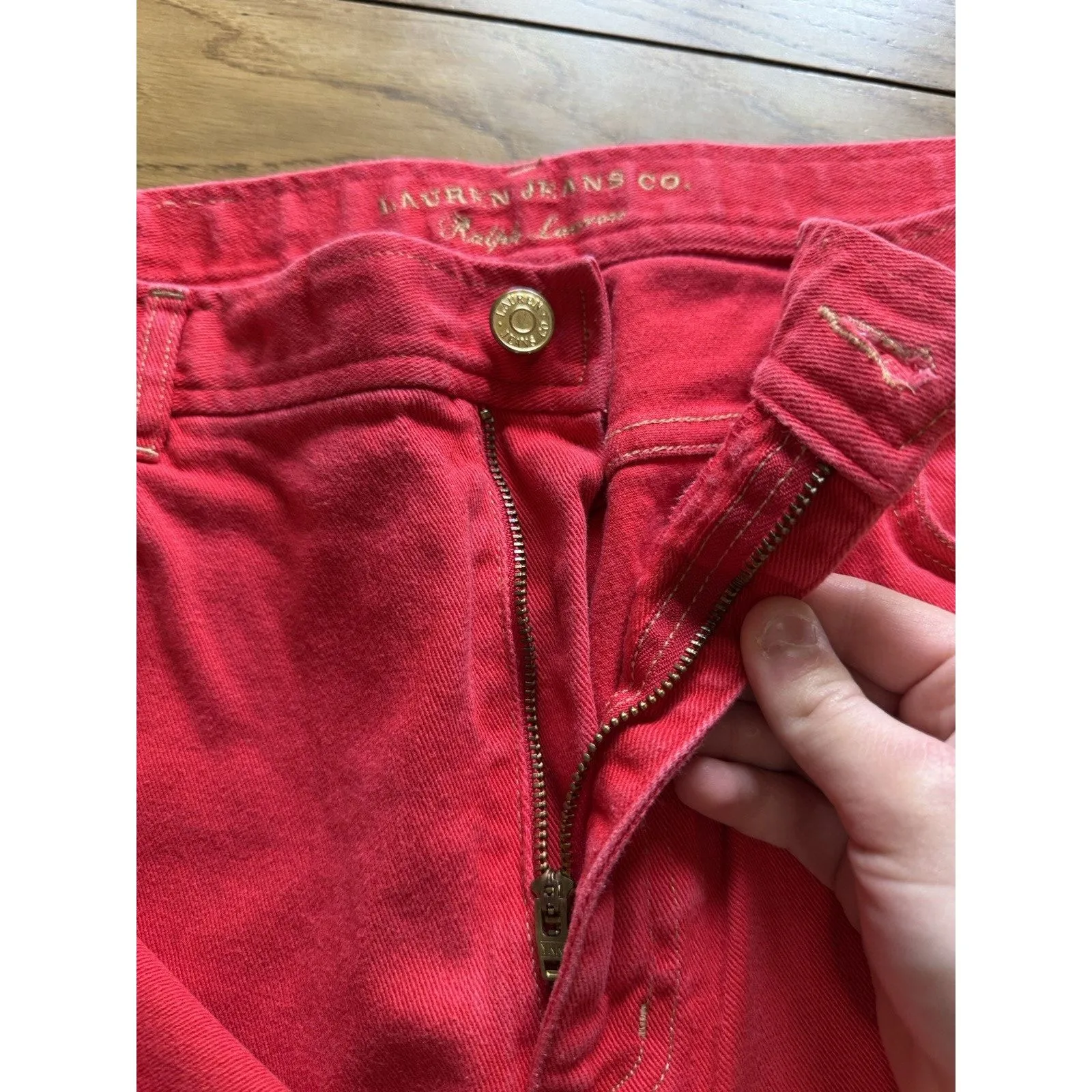 Lauren Jeans Co Ralph Lauren Jeans Womens 16 Red Classic Straight Stretch Pants - Image 6