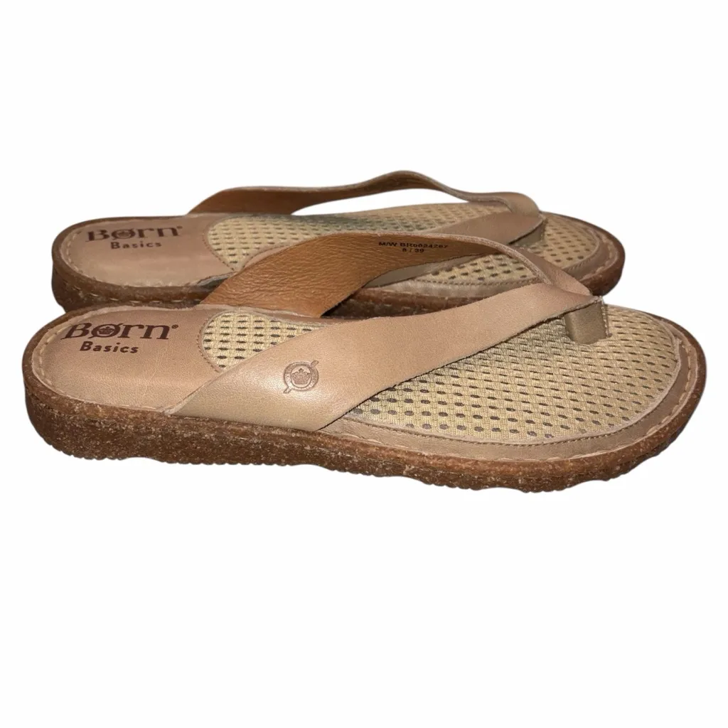 NEW Born Taupe Leather Bora Cushioned Thong Flip Flop Sandals Shoes size 8 39 - Image 3