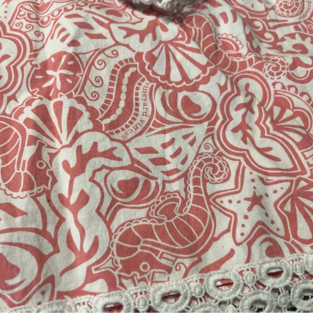 Vineyard Vines Tunic Starfish Shell Seahorse logo print Pink and white medium - Image 4