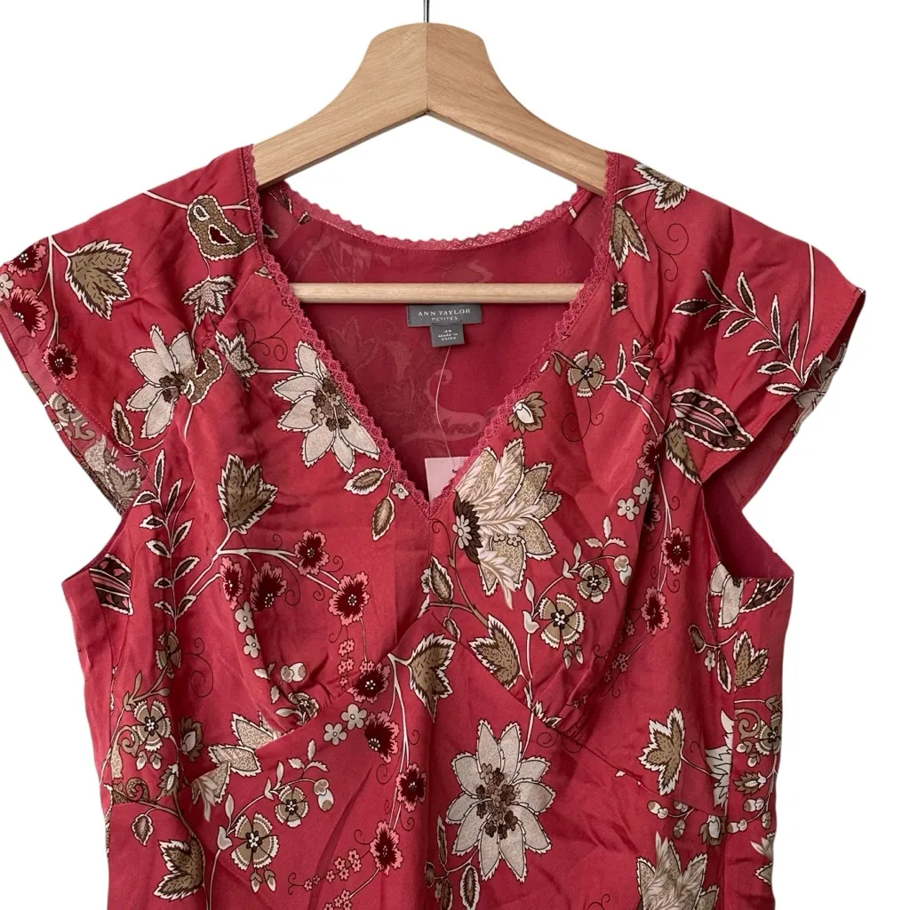 NWT Ann Taylor Petite Silk Sleeveless Empire Waist Baby Doll Blouse Size 4P Y2K - Image 11