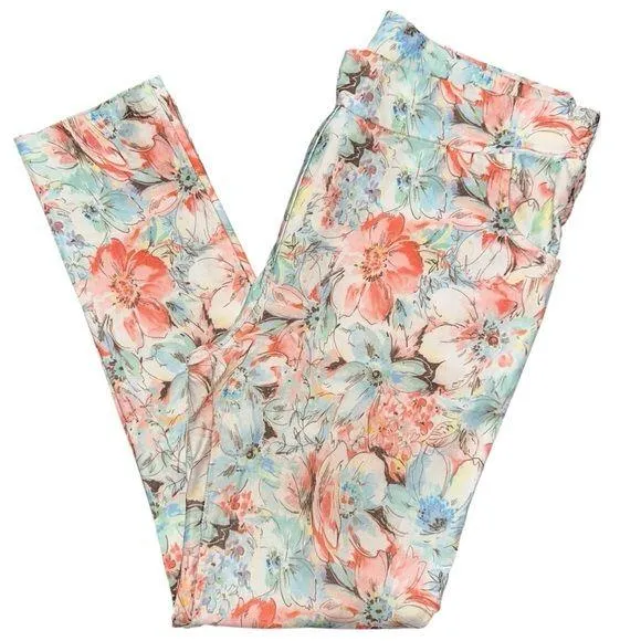 Tempo Paris Women’s Size XL Pastel Floral Print Pull On Skinny Pants - Image 1