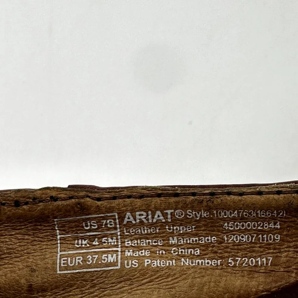 Ariat Bridgeport Mule Leather Shoes Slip On Closed Toe Heel Maroon Red 7 - Image 5