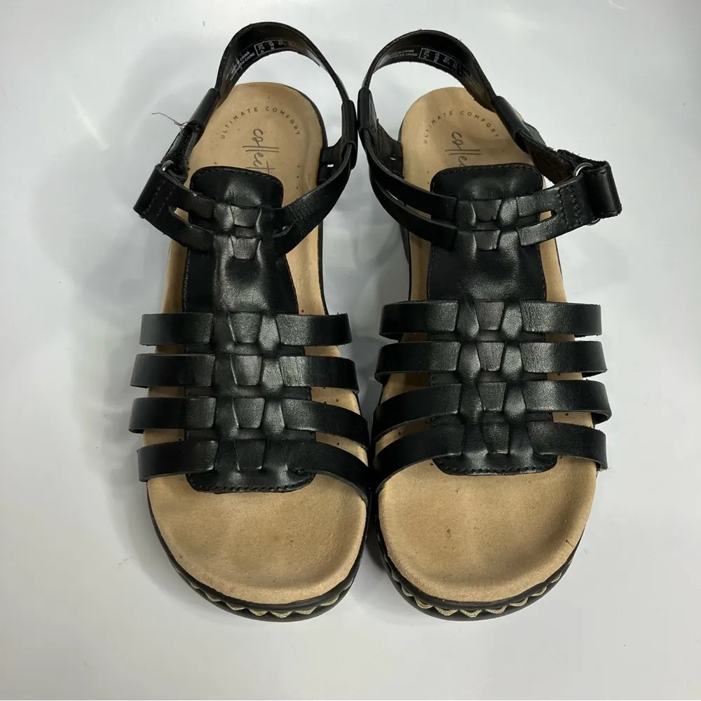 Collection by Clarks Lexi bridge sandals black leather women’s size 10 boho - Image 3