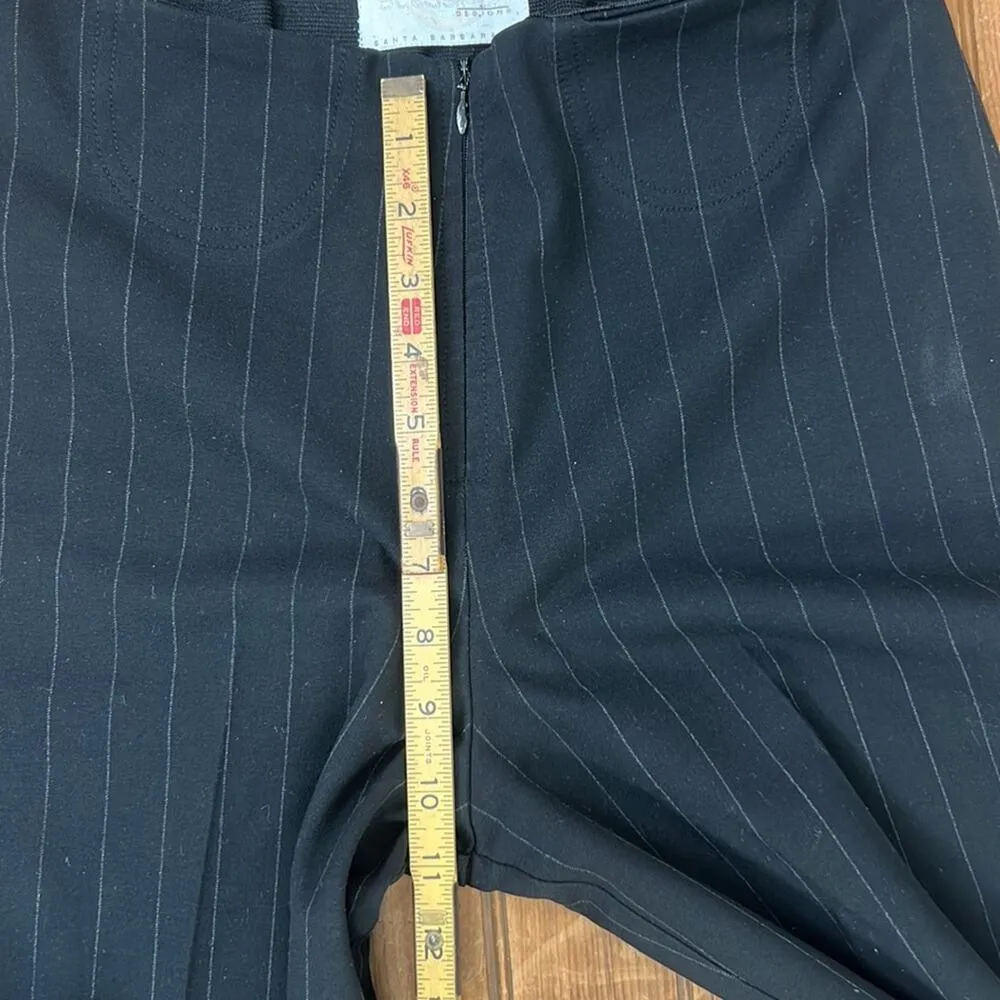 Vintage Equestrian Designs black wide leg high rise pin stripe pants size 6 - Image 5