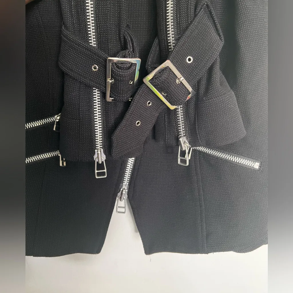 Veronica Beard Jordan Collarless Moto Dickey Jacket Black Size 4 Coat - Image 7