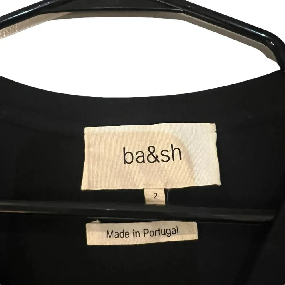 ba&sh Women's Black Round Neck 3/4 Sleeve Casual‎ Blouse Size 2 - Image 2