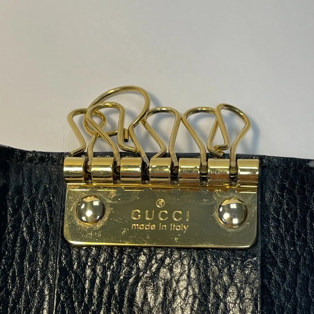 Gucci Dollar Calfskin Marmont 6 Key Holder Case Black/Beige - Preowned - Image 9