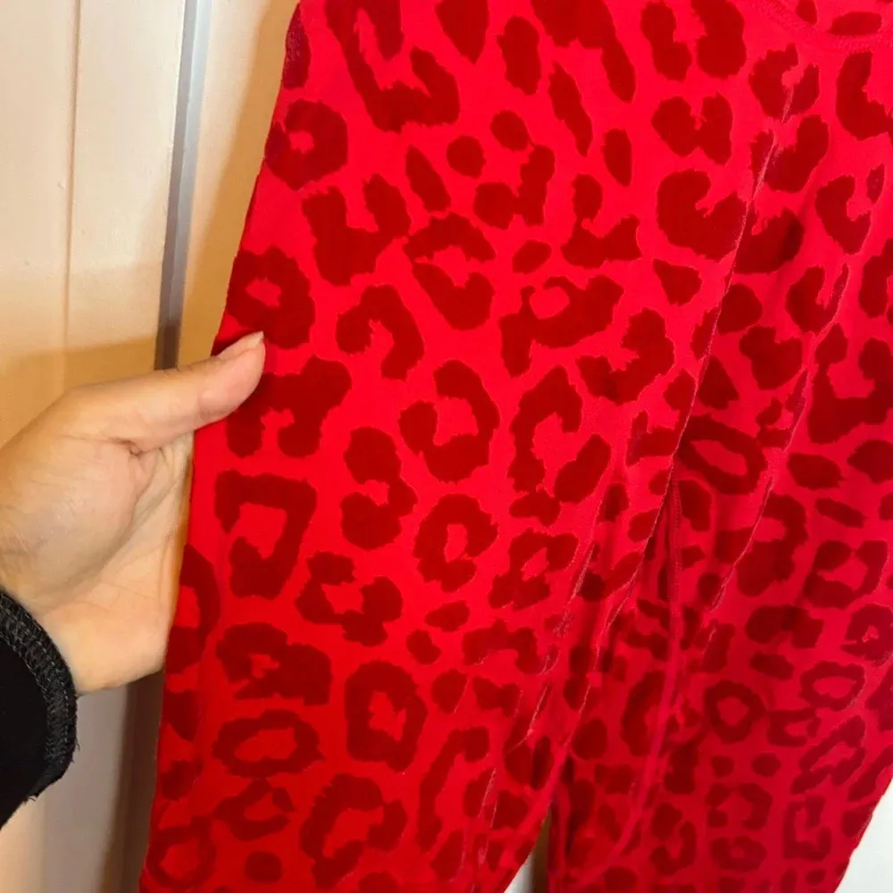 Balance Athletica Red Animal Print Velour Leggings - Image 3