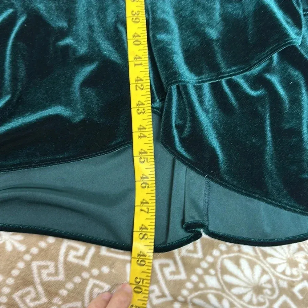 Womens Velvet Faux Wrap Midi Dress Size 16 Emerald Green Long Sleeve - Image 11