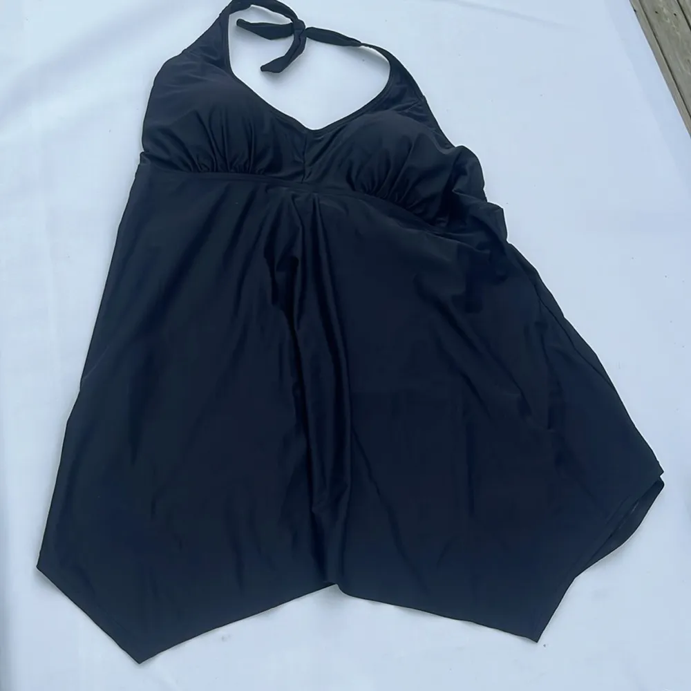 Love My Curves Handkerchief Swim top tunic padded cups plus size 20 black - Image 3