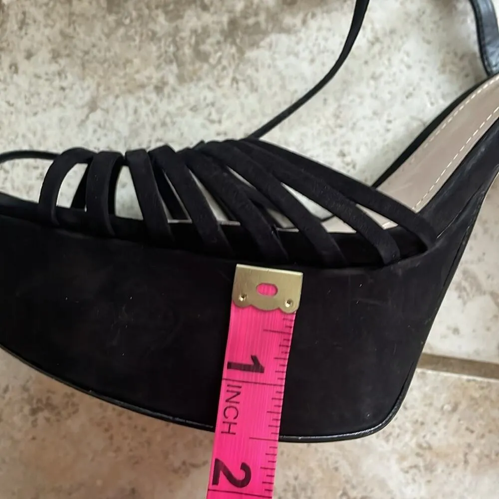 Schutz Roxi Nubuck T-strap Platform Sandals In Black - Image 12