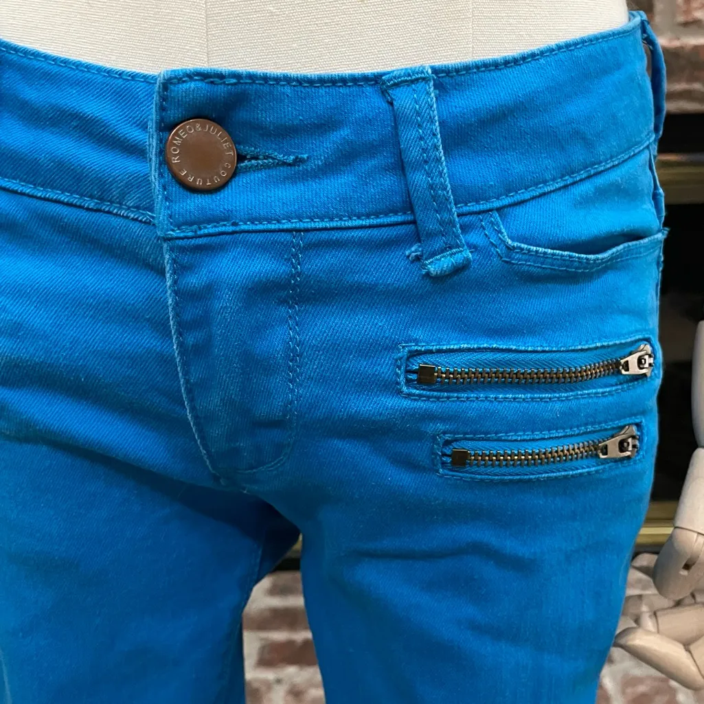 Romeo & Juliet Couture bright blue denim moto jeans / 24 / Excellent condition - Image 4