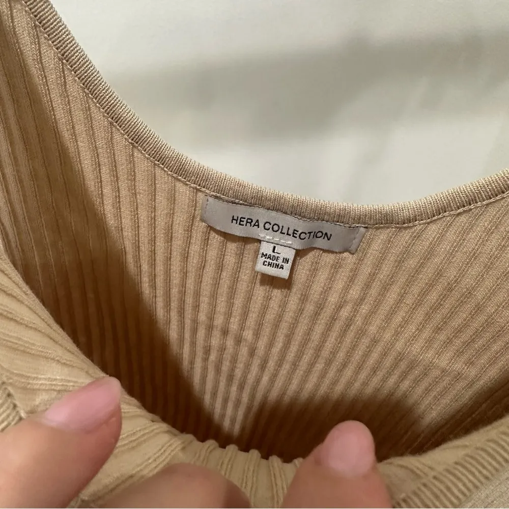 Women's Ribbed Tan Bodysuit - Image 2