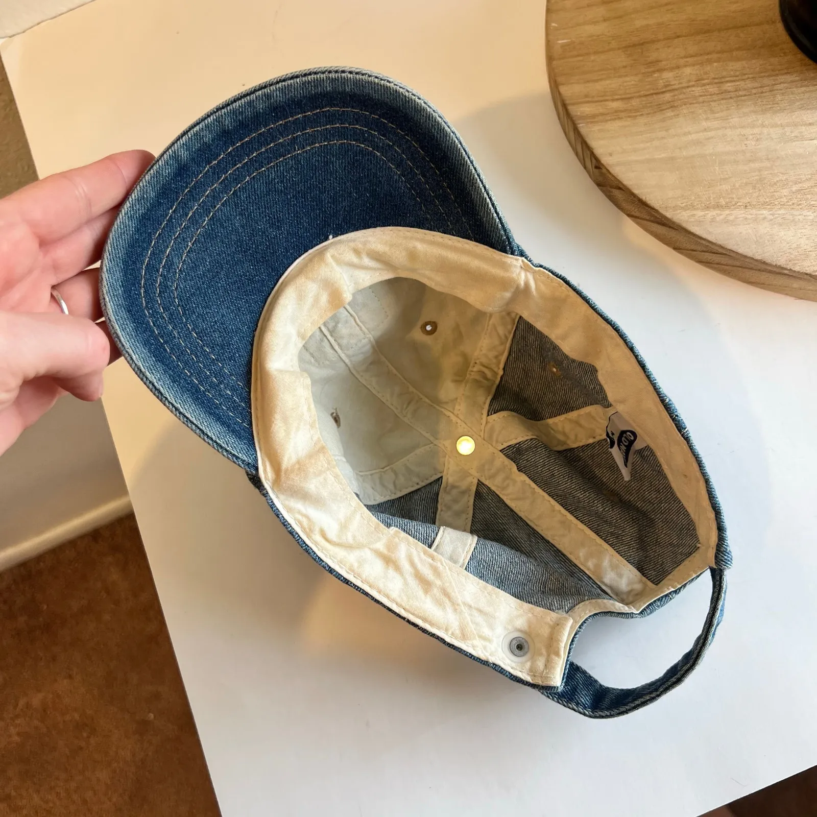 90s Old Navy Classic Denim Cotton Baseball Cap Hat Size Small Adult - Image 7