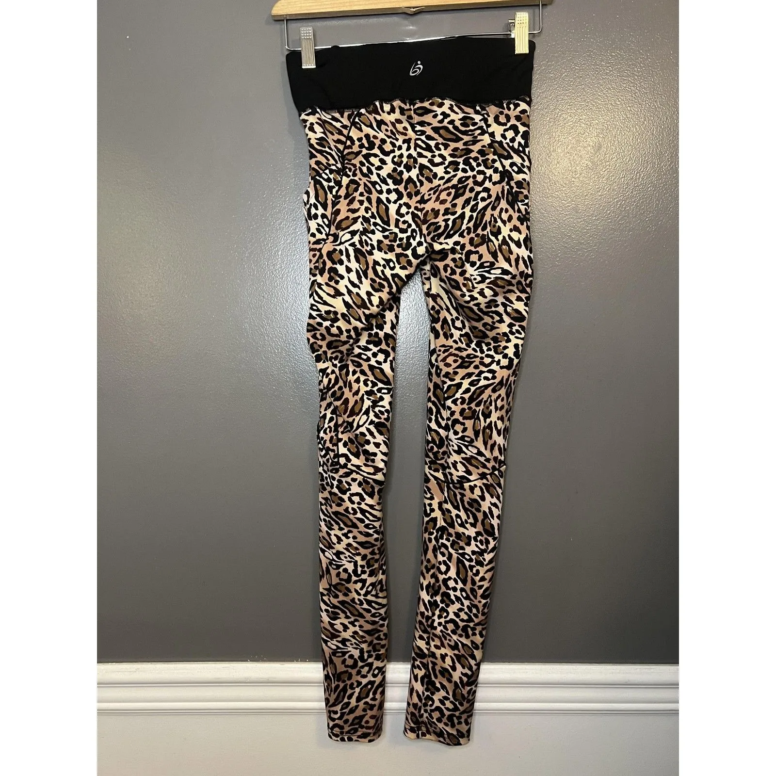 Body Instinct Leggings Womens Small Leopard Print High Rise Yoga Pocket Pants Brown - Image 5