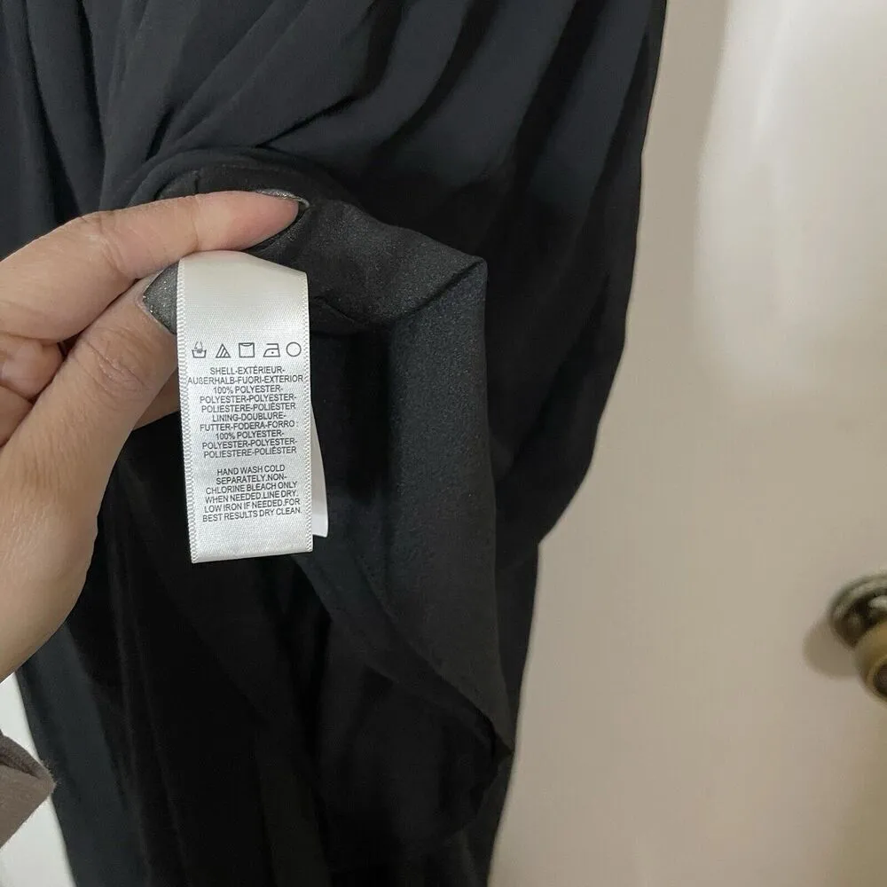 NEW! Dress the Population Aura Bandeau halter high slit chiffon black gown large - Image 11