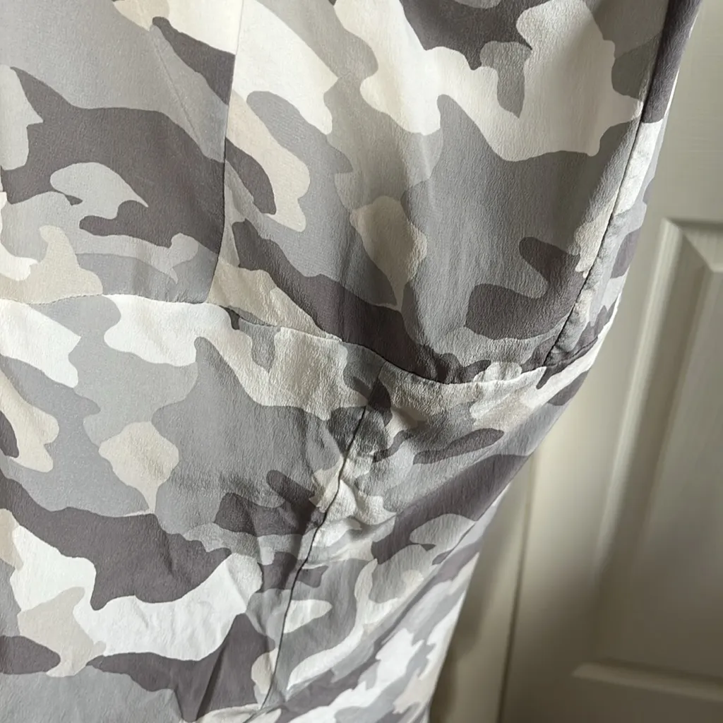 Camouflage Pure Dkny Silk Asymmetrical Tee Short camouflage Dress Sz Small ovrs - Image 4