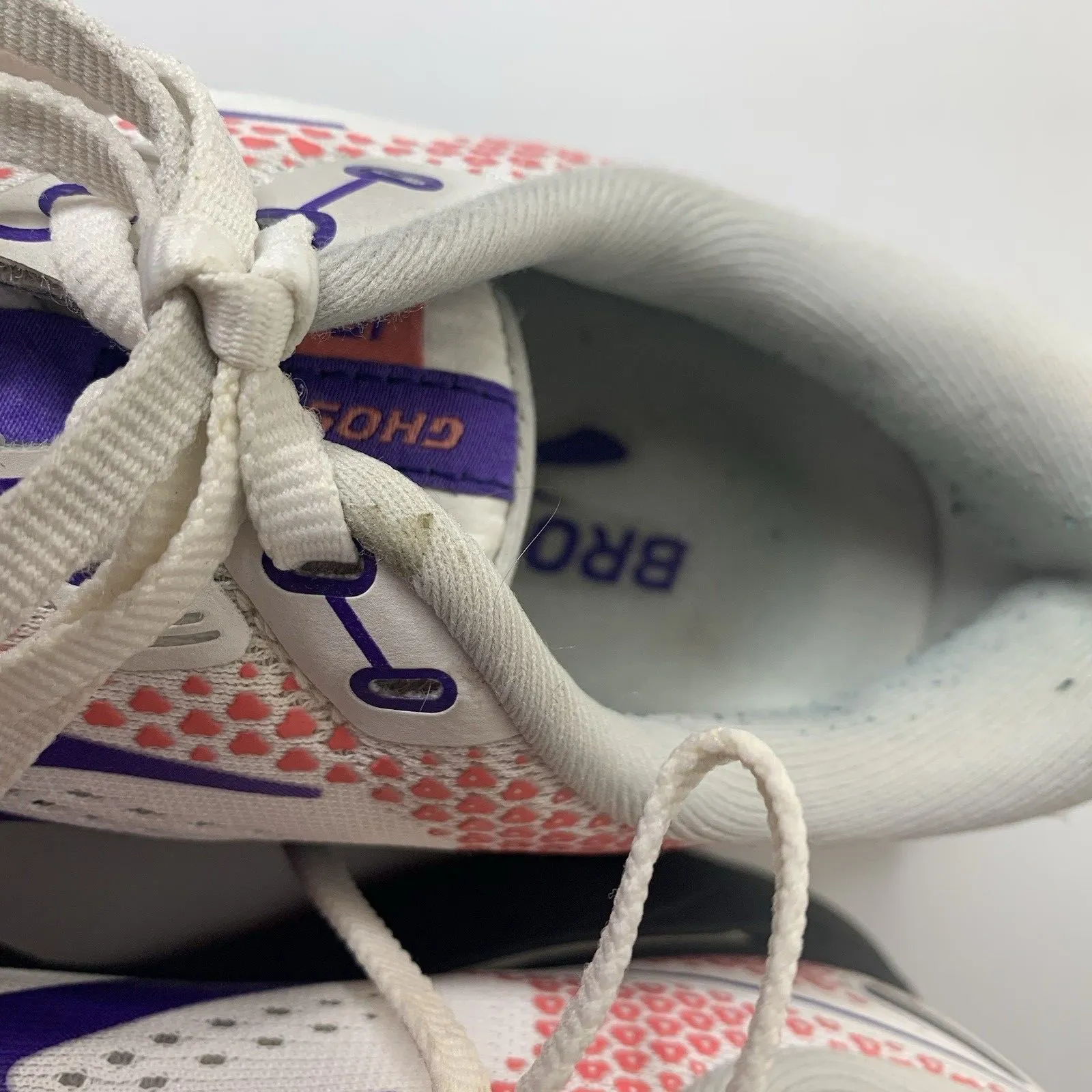 Brooks Ghost 14 1203561B192 White Running Shoes Sneakers Sz 8.5 B Coral Purple - Image 8