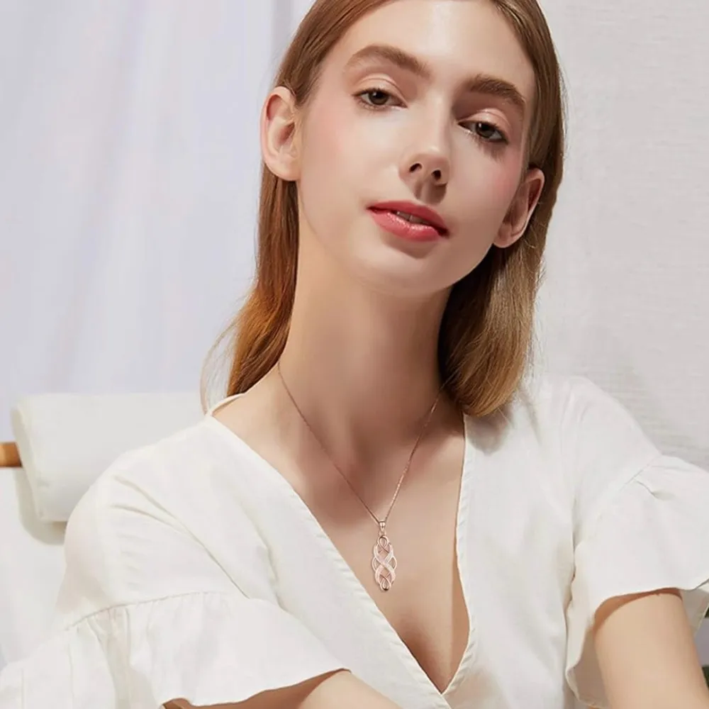 Rose Gold Infinity Celtic Knot Opal Necklace - Image 6