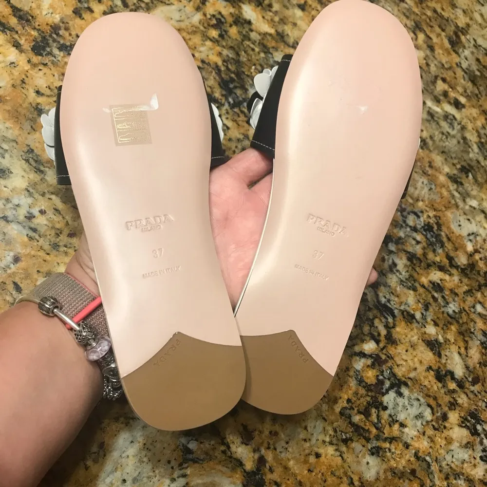 Prada Floral Leather Slides Sz7 - Image 7