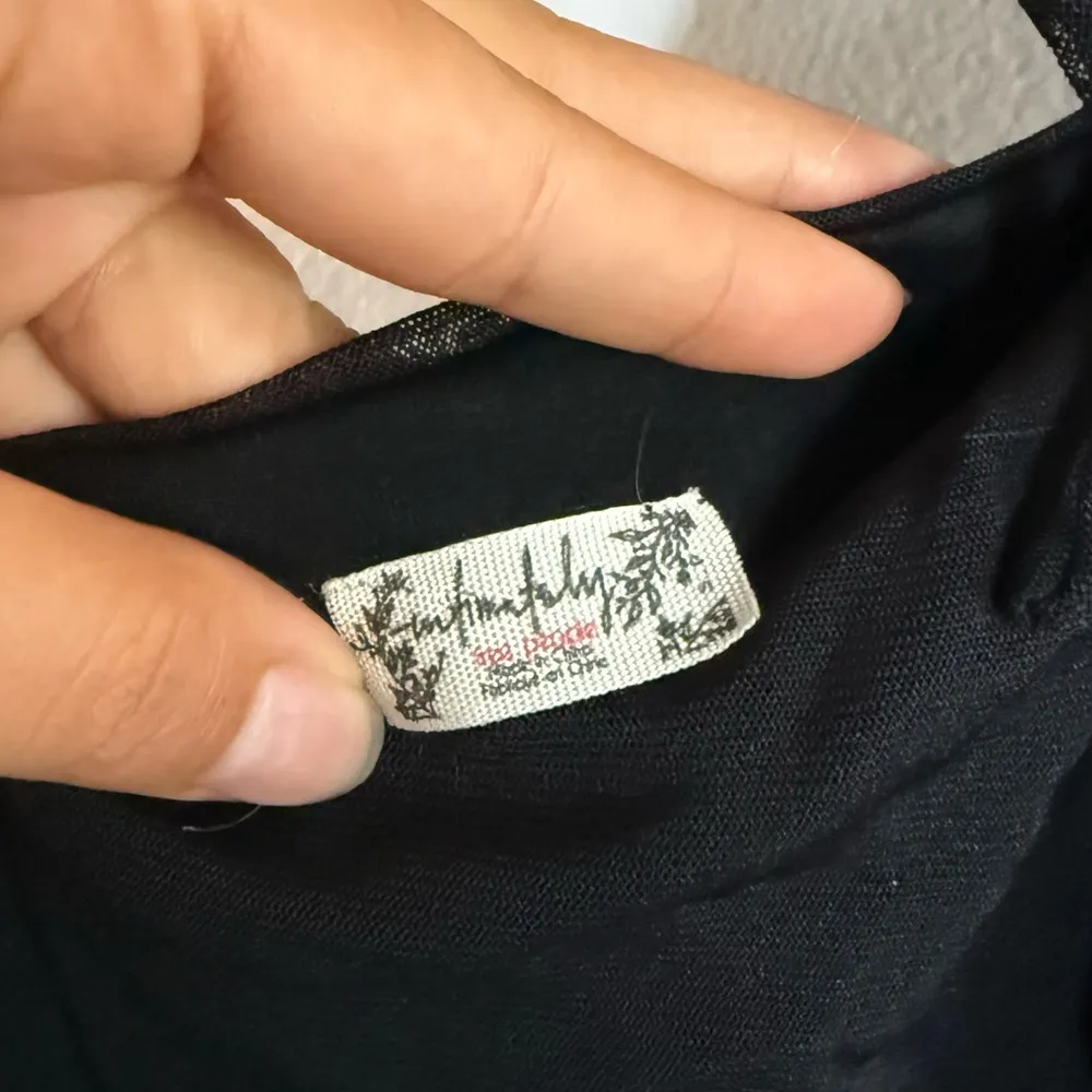 Free People Black Bodycon Puff sheer Sleeve Bodysuit - Image 4