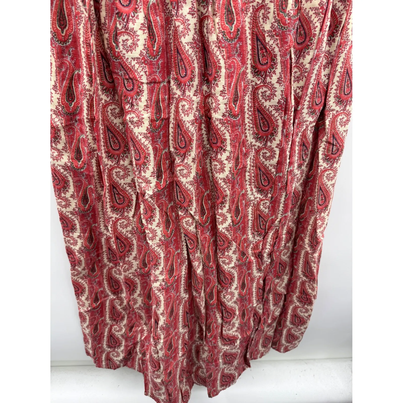 eShakti Paisley Maxi Dress Size 2X 20W Sleeveless Red Boho Smocked Waist - Image 3
