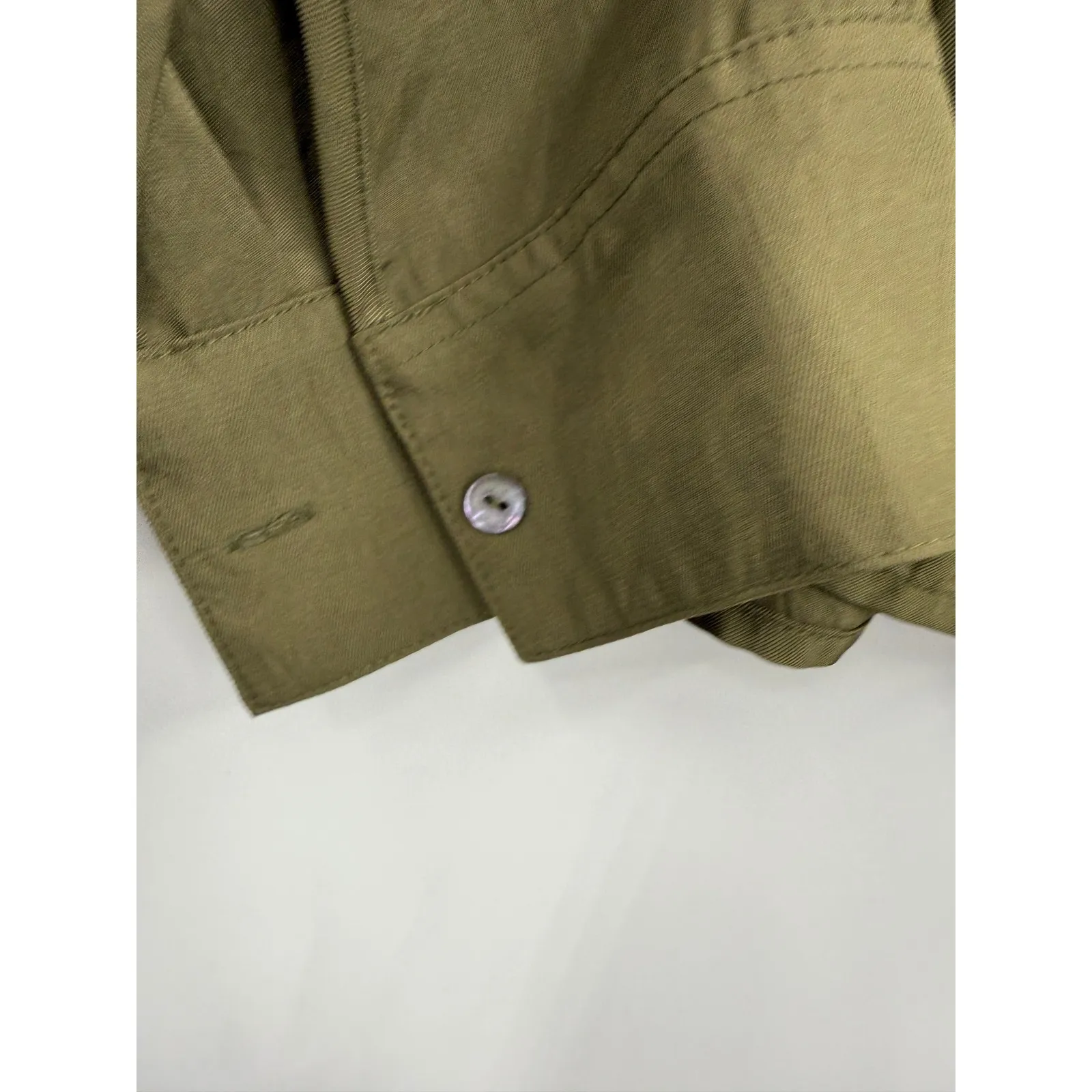 Vince Olive Green Long Sleeve Button Up Shirt Top XL - Image 6