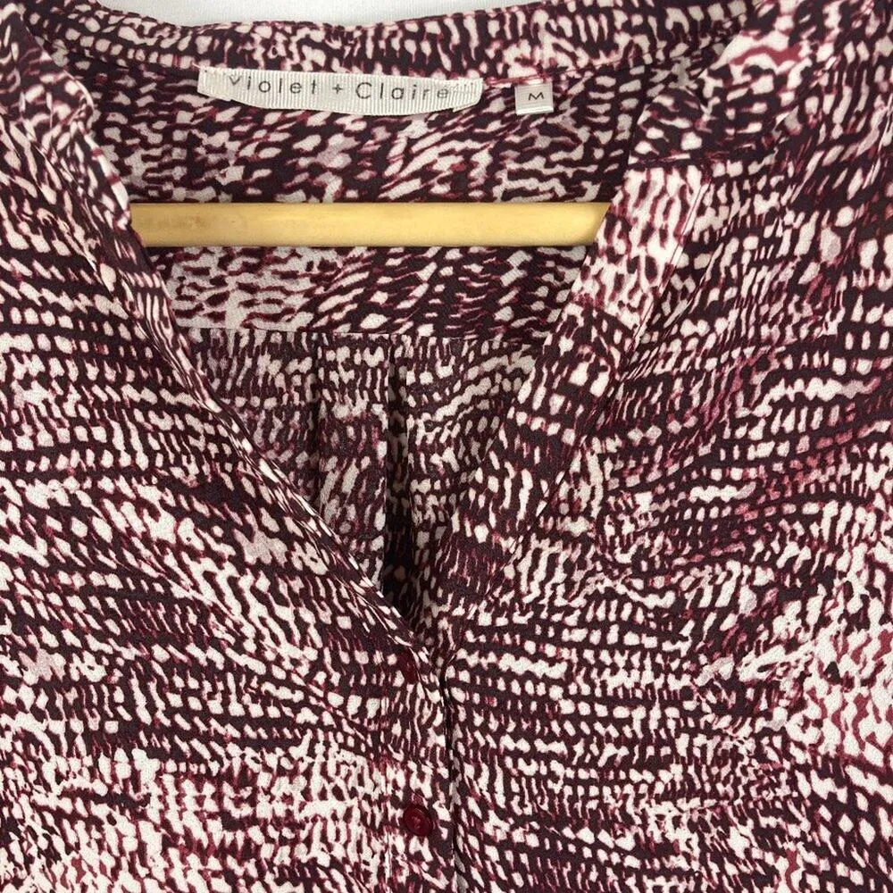 violet + claire v neck patterned chiffon top M - Image 3