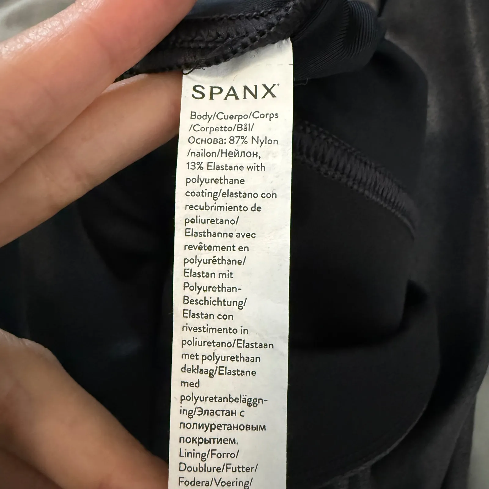 SPANX Faux Leather Leggings Black High Waisted Stretchy Full Length Size L - Image 8