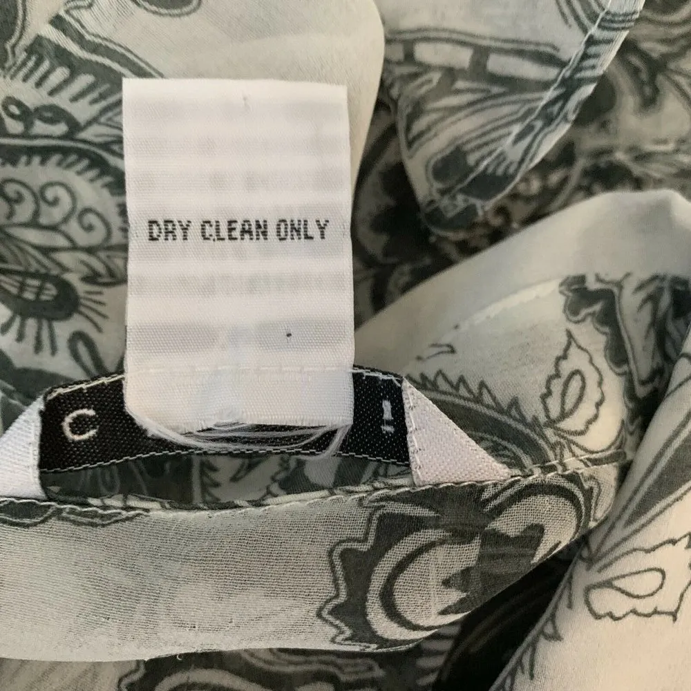 CAbi Womens Ruffle Blouse Size XS white Black Sheer Paisley Chiffon Career - Image 6