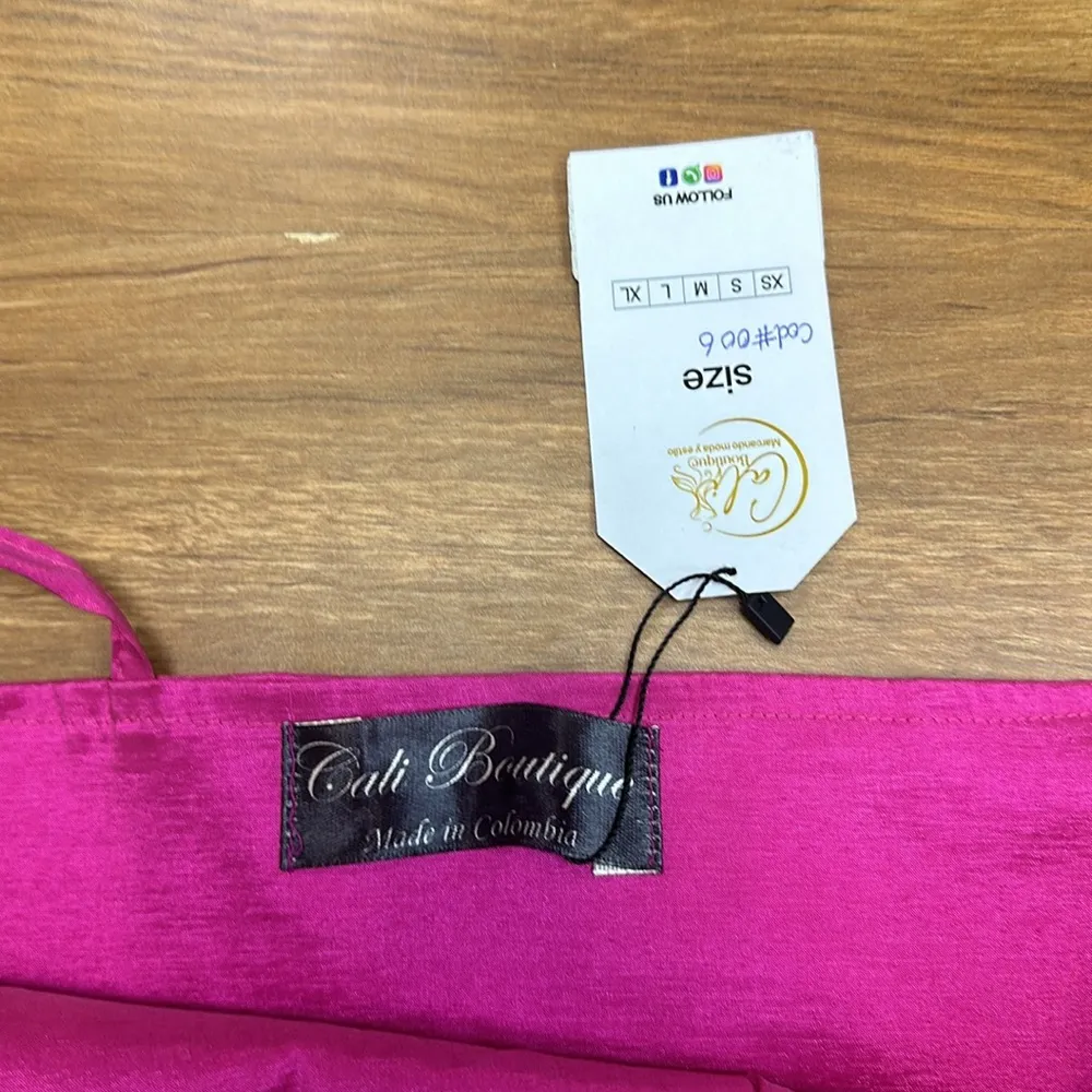 Pink Women's Sleeveless Crop Tube Top One Strapless Bow Twist Tie Front One Size - Image 4