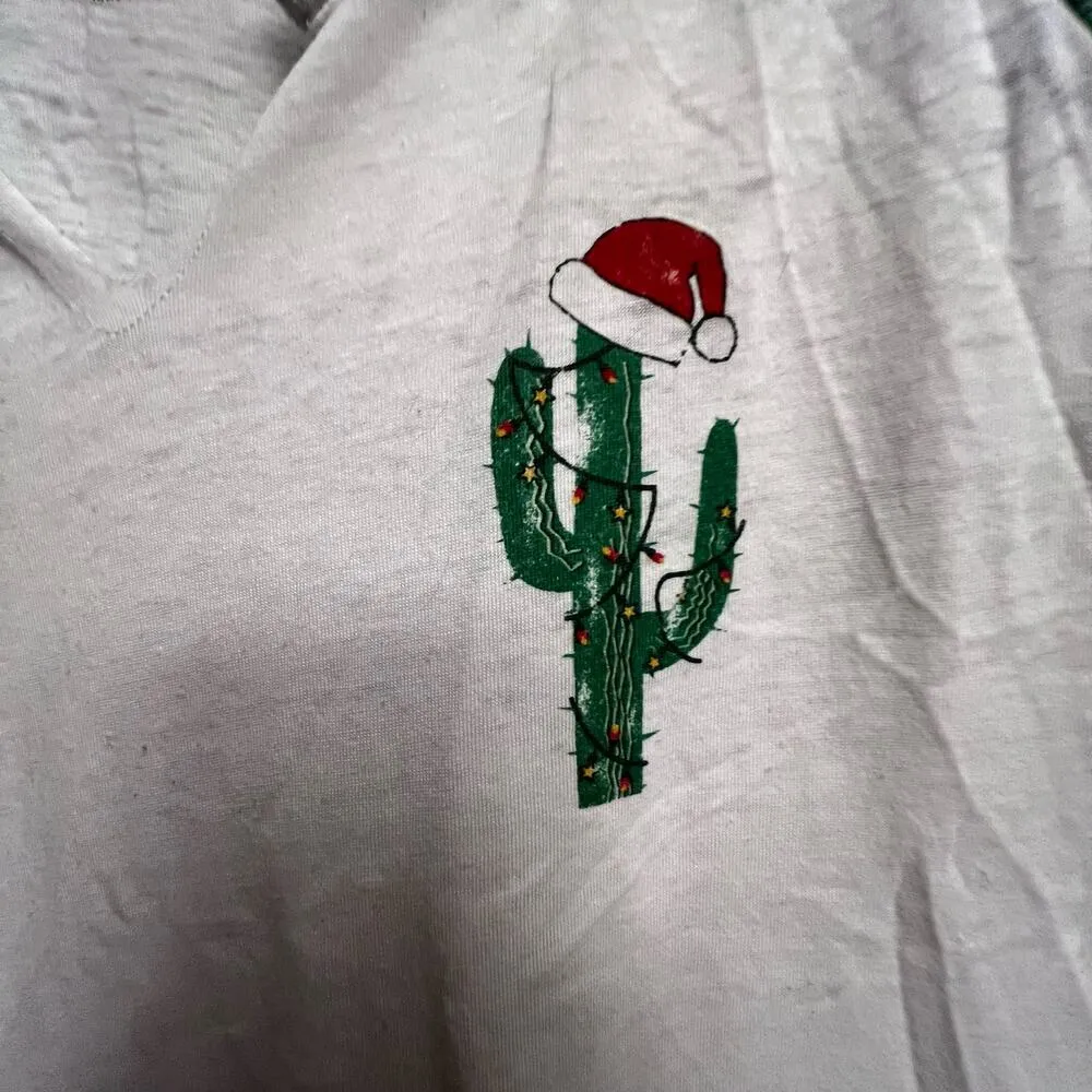 Grayson Threads Womens Santa Christmas Cactus Quarter Length Sleeve Shirt Medium - Image 8
