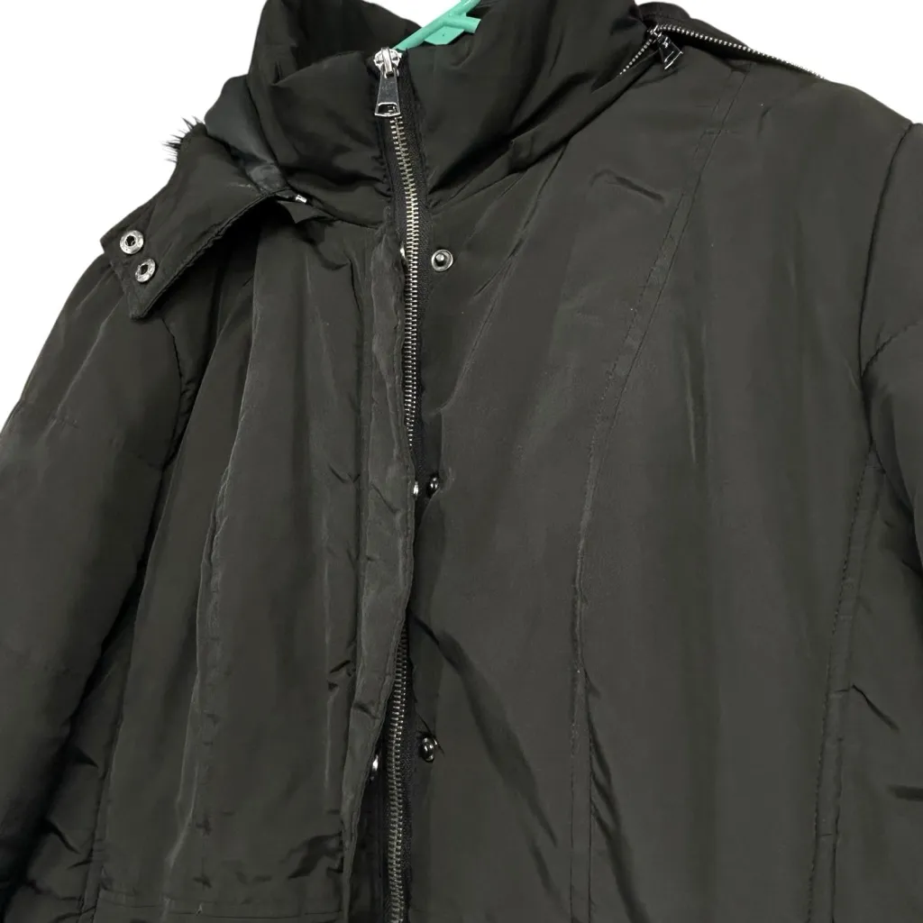 New York & Company Black Puffer Jacket Women’s Large | Zip Front Coat w/ Hood - Image 5