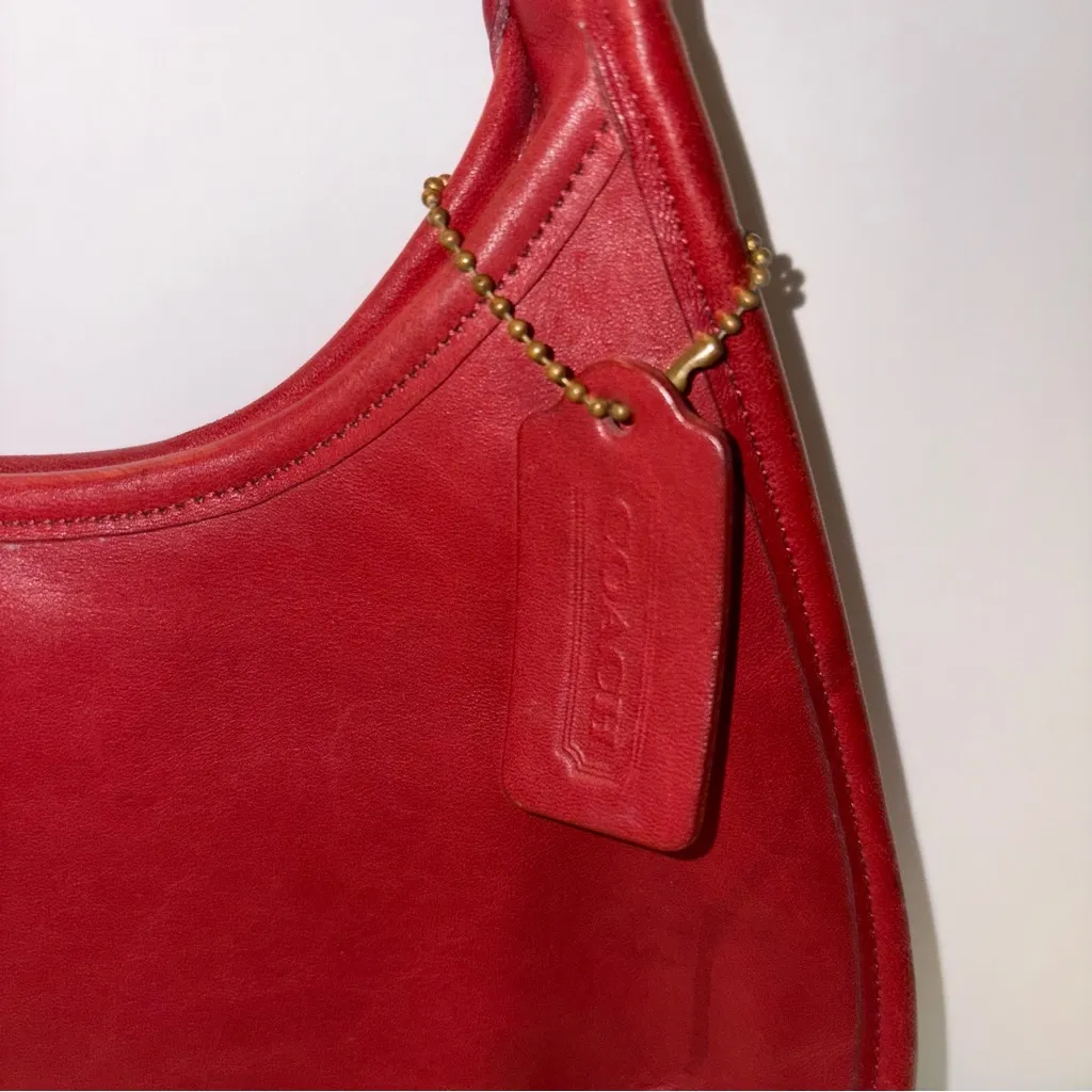 Coach 1998 Ergo Vintage Zipper Small Hobo One Shoulder Purse Bag Red Leather EUC - Image 7