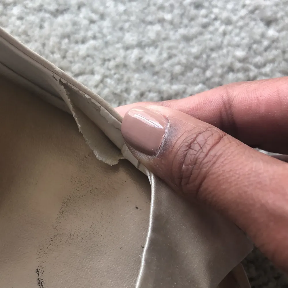 BCBG MAXAZRIA SATIN CREAM JEWELED PEEP TOE HEELS - Image 12