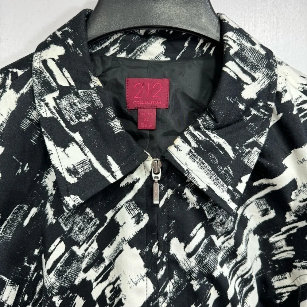 Black and White Zip Front Blazer Jacket by Studio 212 NEW Op Art Bold Stretch Size XL - Image 3