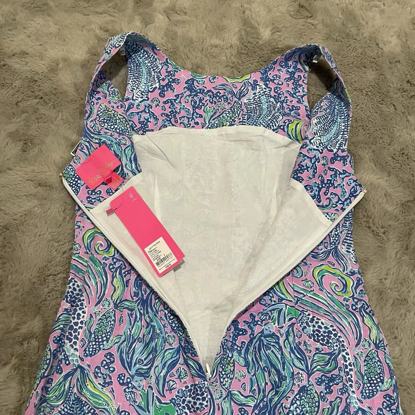 NWT‎ Lilly Pulitzer 0 XS Lilac Rose WE MERMAID IT MAURINA SHIFT 100% Linen Dress - Image 14