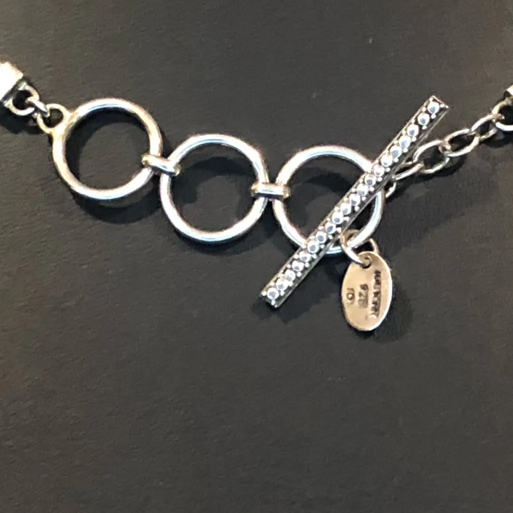 TAXCO Sterling Silver Inlaid Heart Pendant & LORI BONN 925 Double Chain Necklace Blue - Image 6