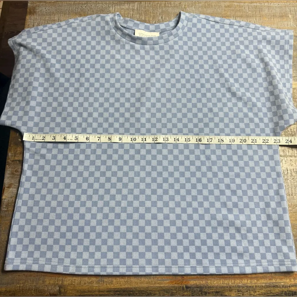 Veveret Blue Checkered Women's Top Size M - Image 6
