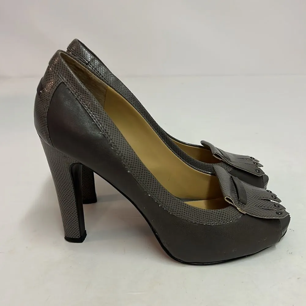 Nine West Peep Toe Oxford style Chunky Heels Size 8 D17 - Image 6
