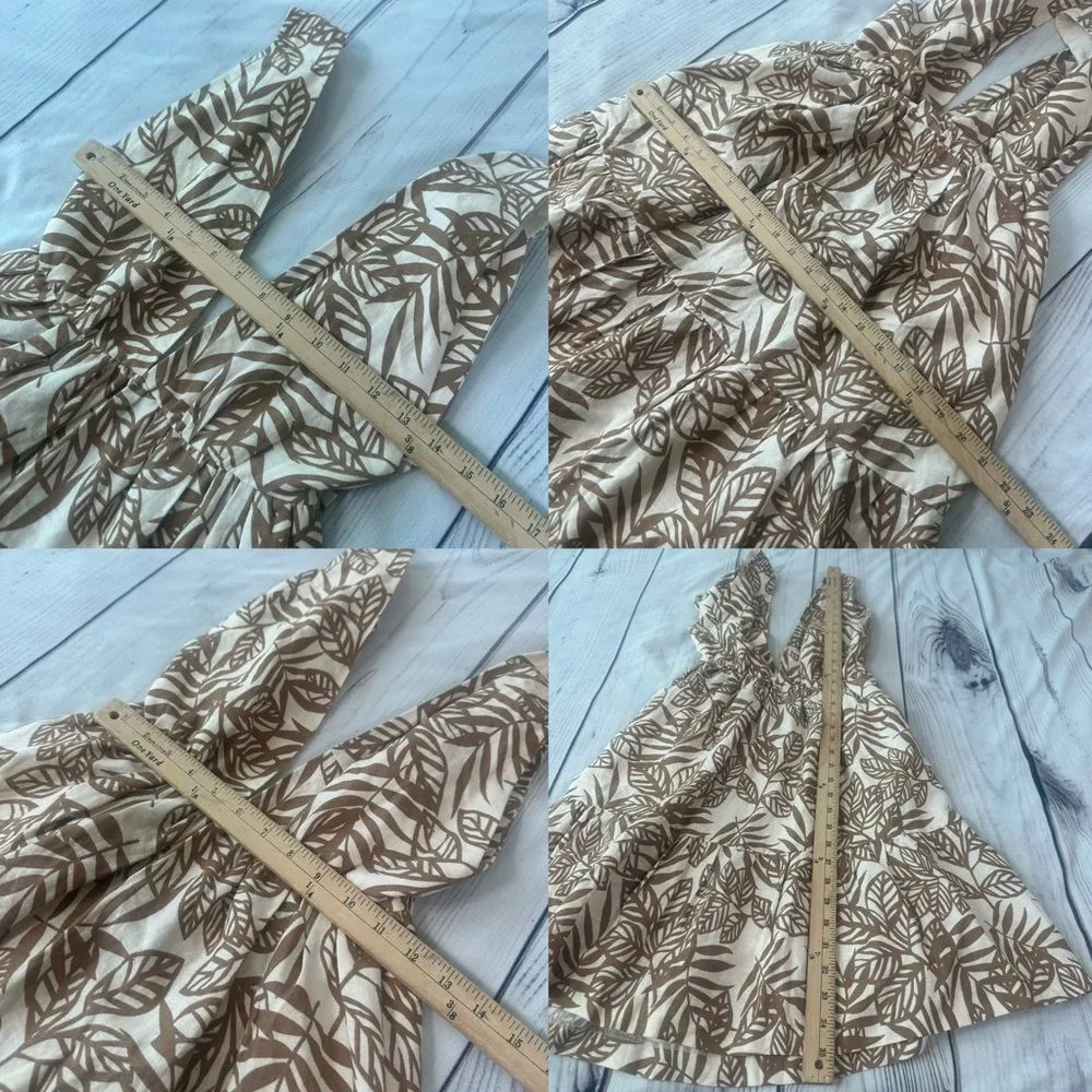 HOUSE OF HARLOW 1960 Linen Tie Back Tiered Skirt Open Back Sundress XS Boho Chic - Image 5