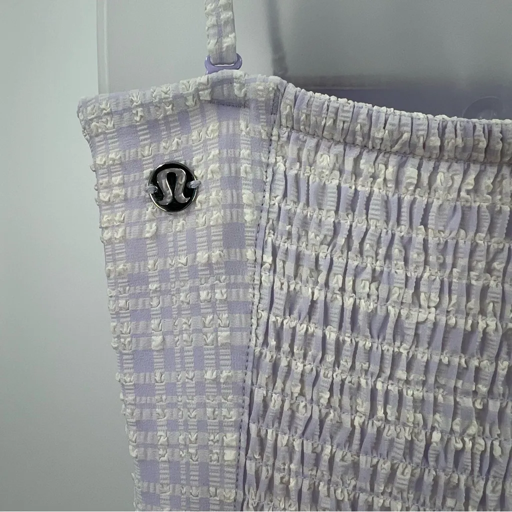 Lululemon Seersucker Check Ruched Midi Dress - Image 11