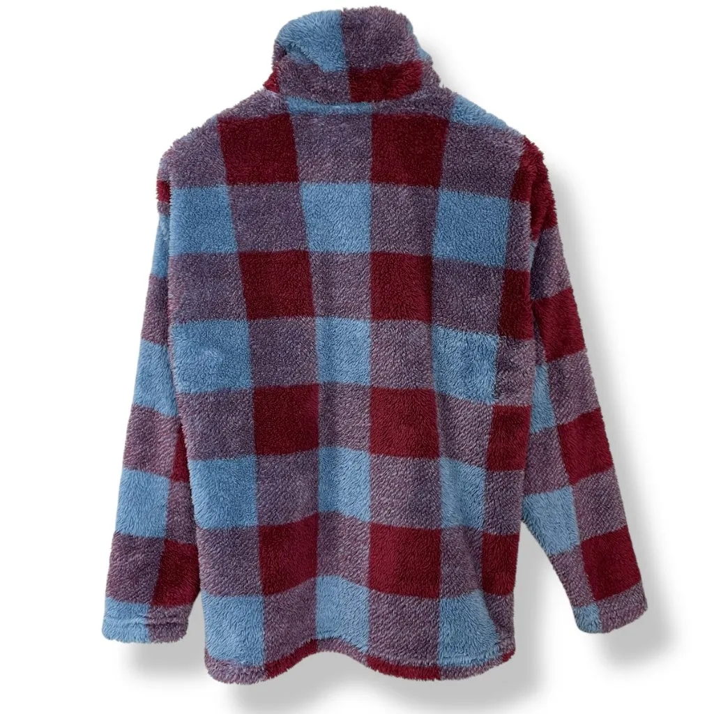 Eddie‎ Bauer Pullover Jacket Plaid Faux Fur Fleece Size Small Sweatshirt Women - Image 4