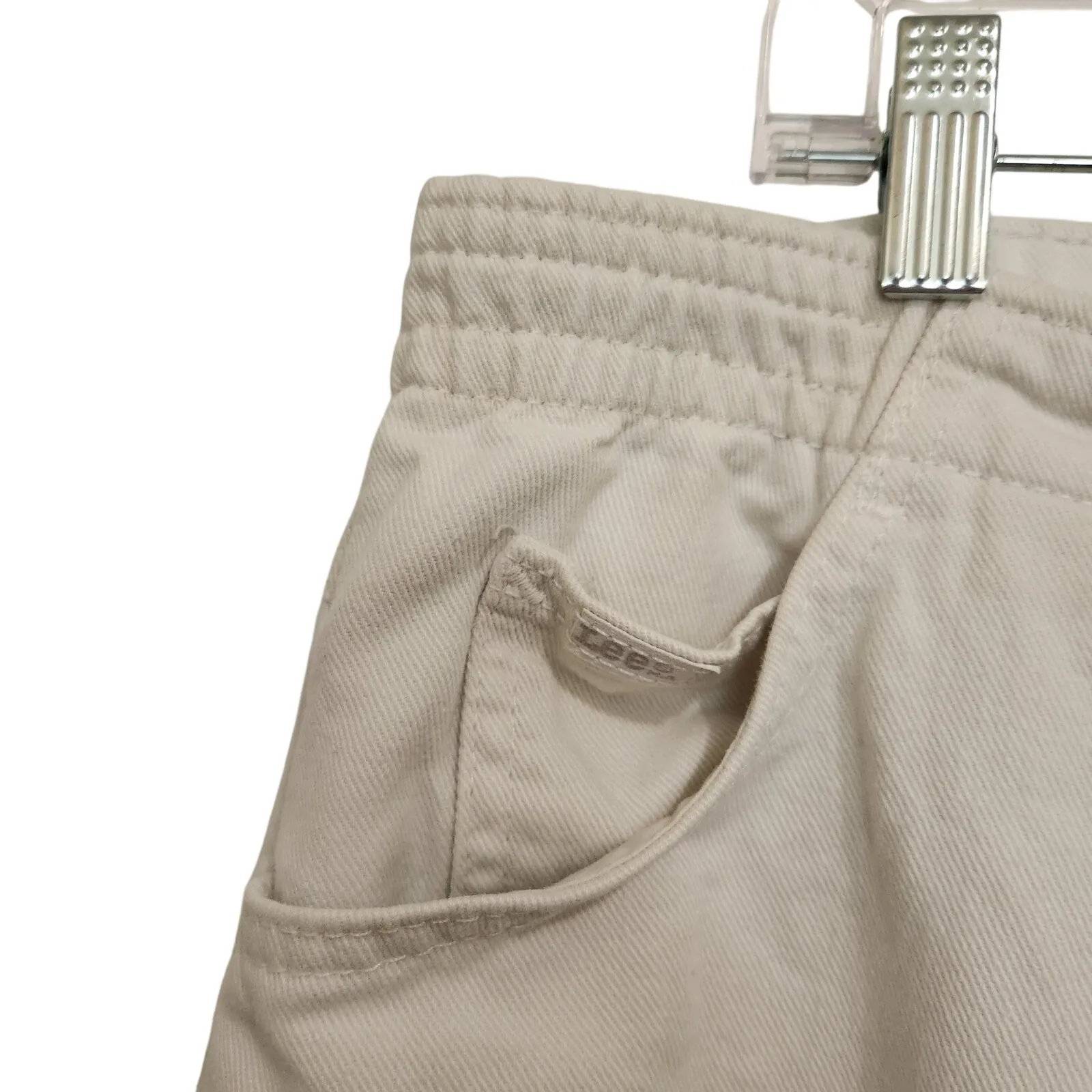 Vintage Lee White Elastic Waist Straight Leg High Rise Trouser Pants Jeans Sz 16 - Image 7